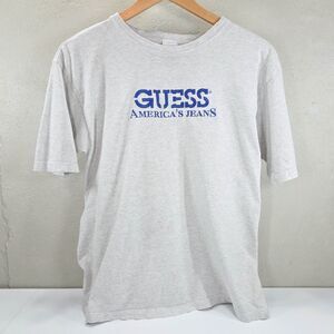 Vintage 90s Guess USA Gray Embroidered Logo T Shirt Sz L